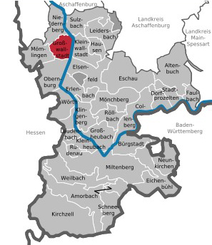 Lage Gemeinde Großwallstadt - Miltenberg